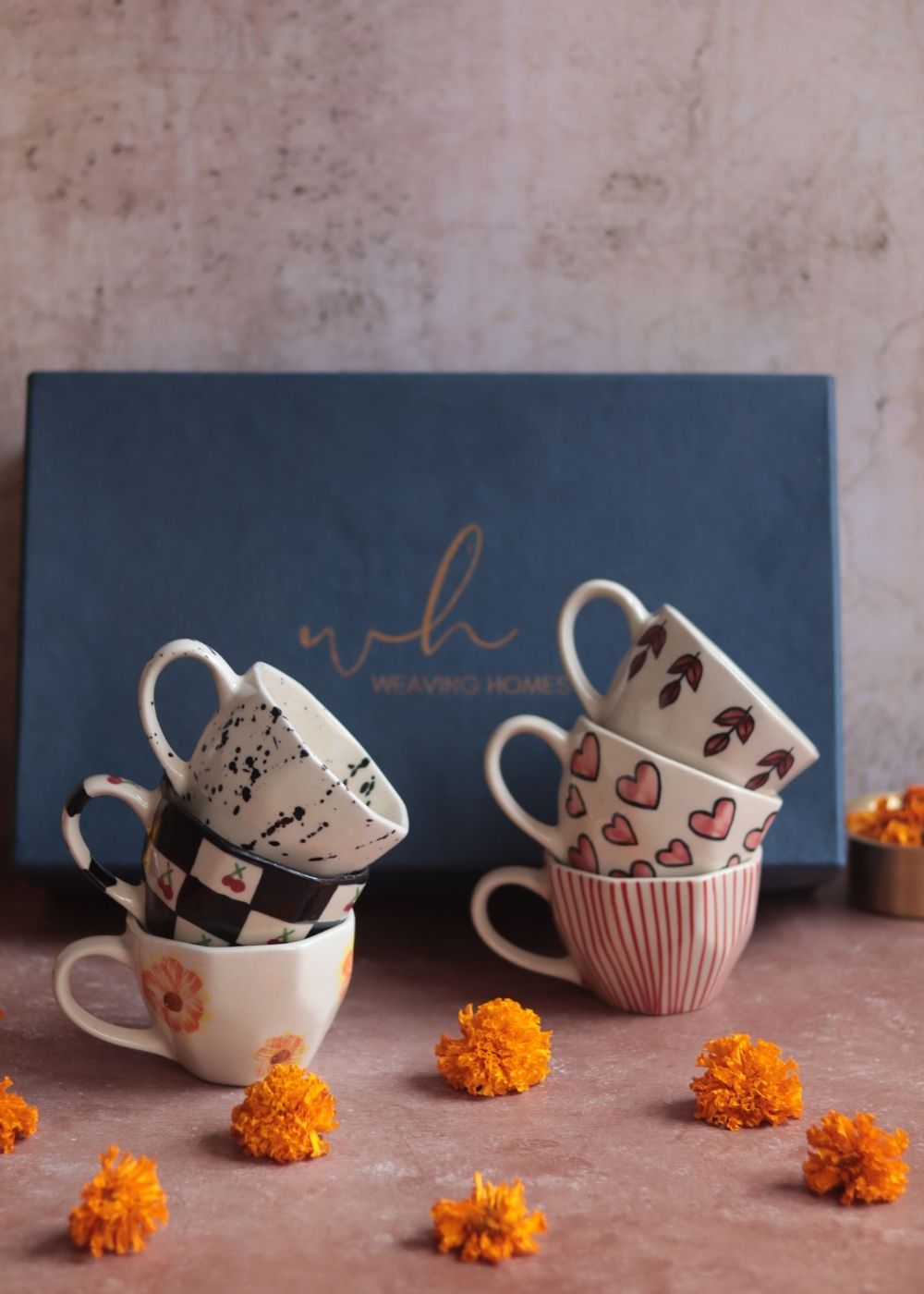 Set of 6  Artful Mugs (for the price of 5) Diwali Gift Box premium quality gift hamper