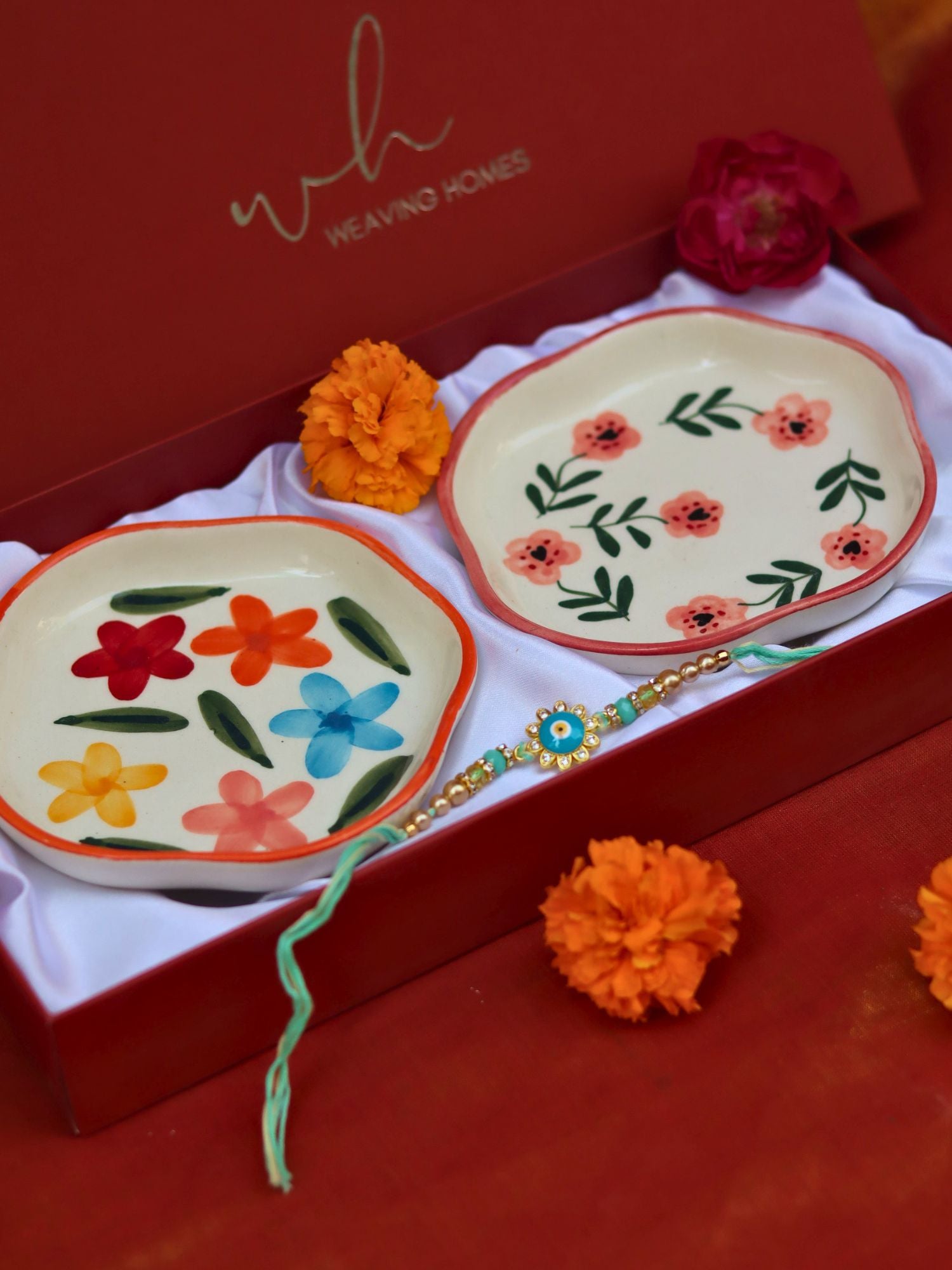 Brightday & Poppy Handmade Dessert Plates Rakhi Gift box with premium quality material