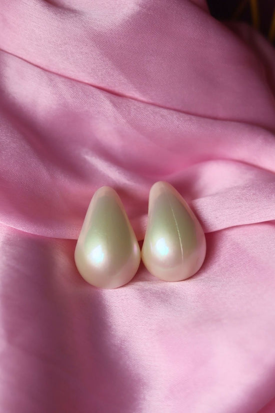 Waterdrop White Earrrings handmade in India