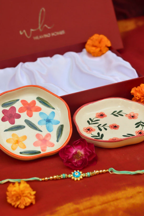 Brightday & Poppy Handmade Dessert Plates Rakhi Gift box handmade in India