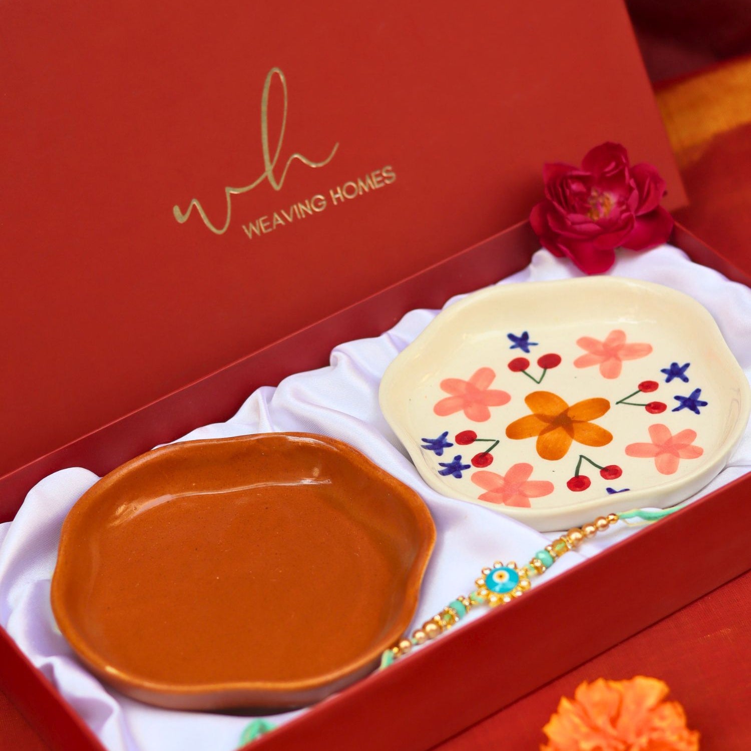 handmade Bloom & Rust Handmade Dessert plate Rakhi Gift box