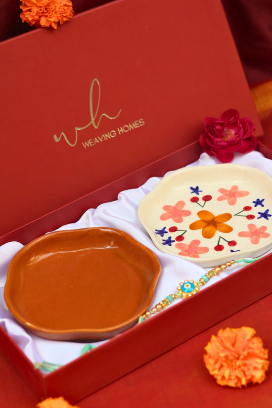 handmade Bloom & Rust Handmade Dessert plate Rakhi Gift box