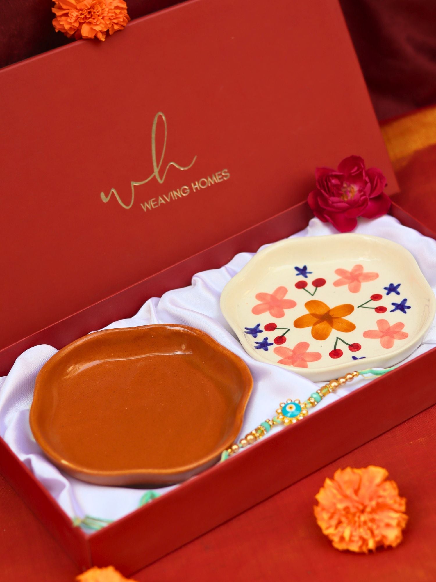 handmade Bloom & Rust Handmade Dessert plate Rakhi Gift box