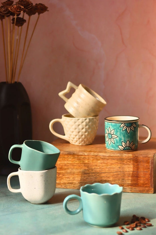 Handmade Set of 6 Neutral Mugs (for the price of 5)