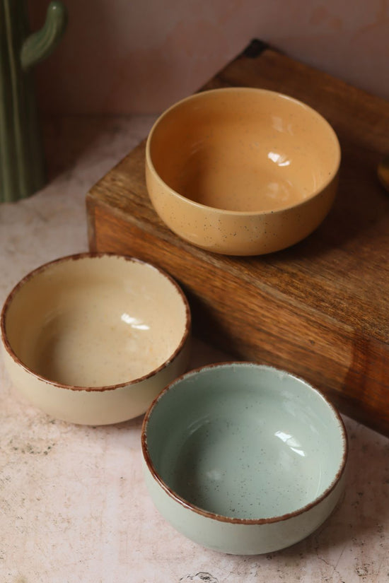 Set of 3 - Everyday Elegance Ceramic Bowls handmade in India
