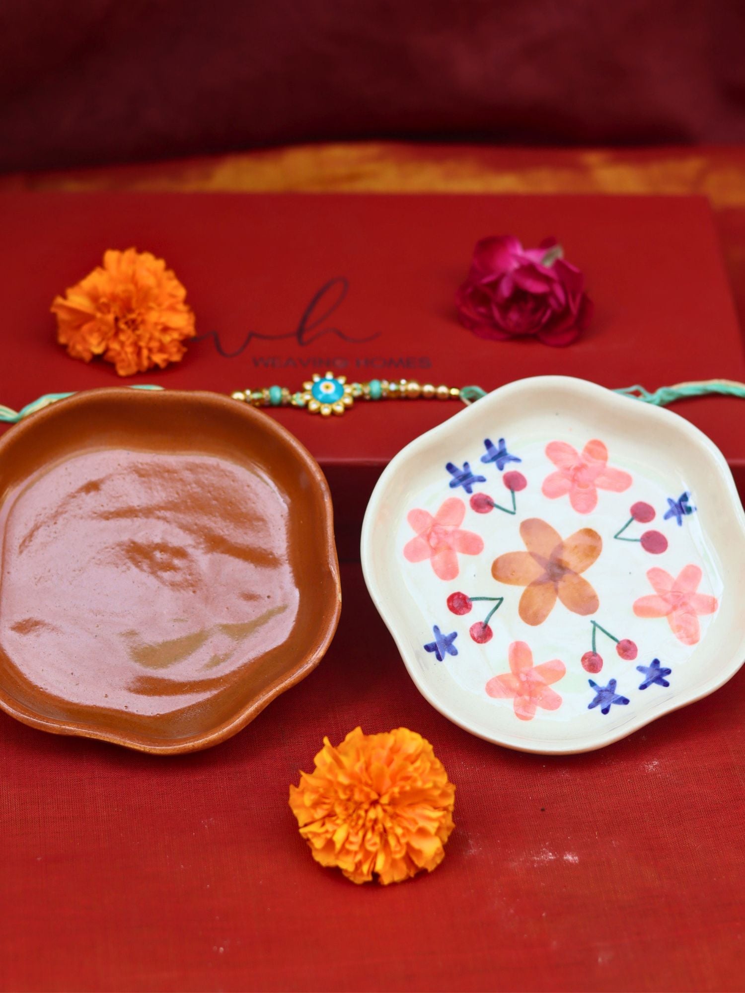 Bloom & Rust Handmade Dessert plate Rakhi Gift box handmade in India
