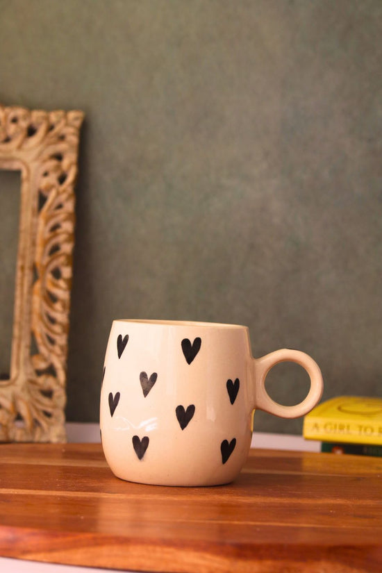 handmade black heart mug
