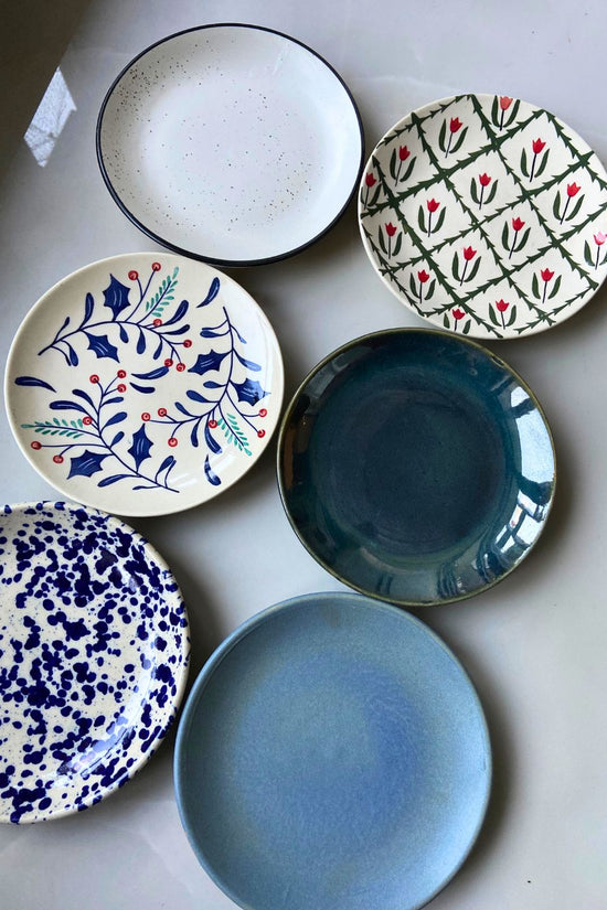 Handmade Set of 6 Neutral & Printed Snack Plates (for the price of 5 )