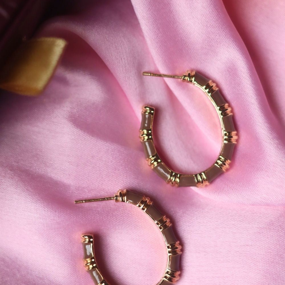 Handmade Blossom Studs Brown