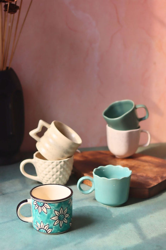 Set of 6 Neutral Mugs (for the price of 5) Handmade in india