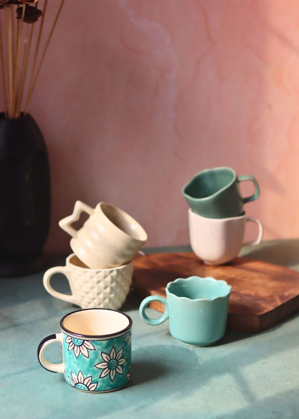 Set of 6 Neutral Mugs (for the price of 5) Handmade in india