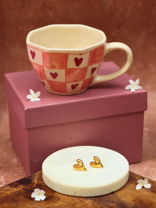 Chequered heart Karva Chauth hamper handmade in India