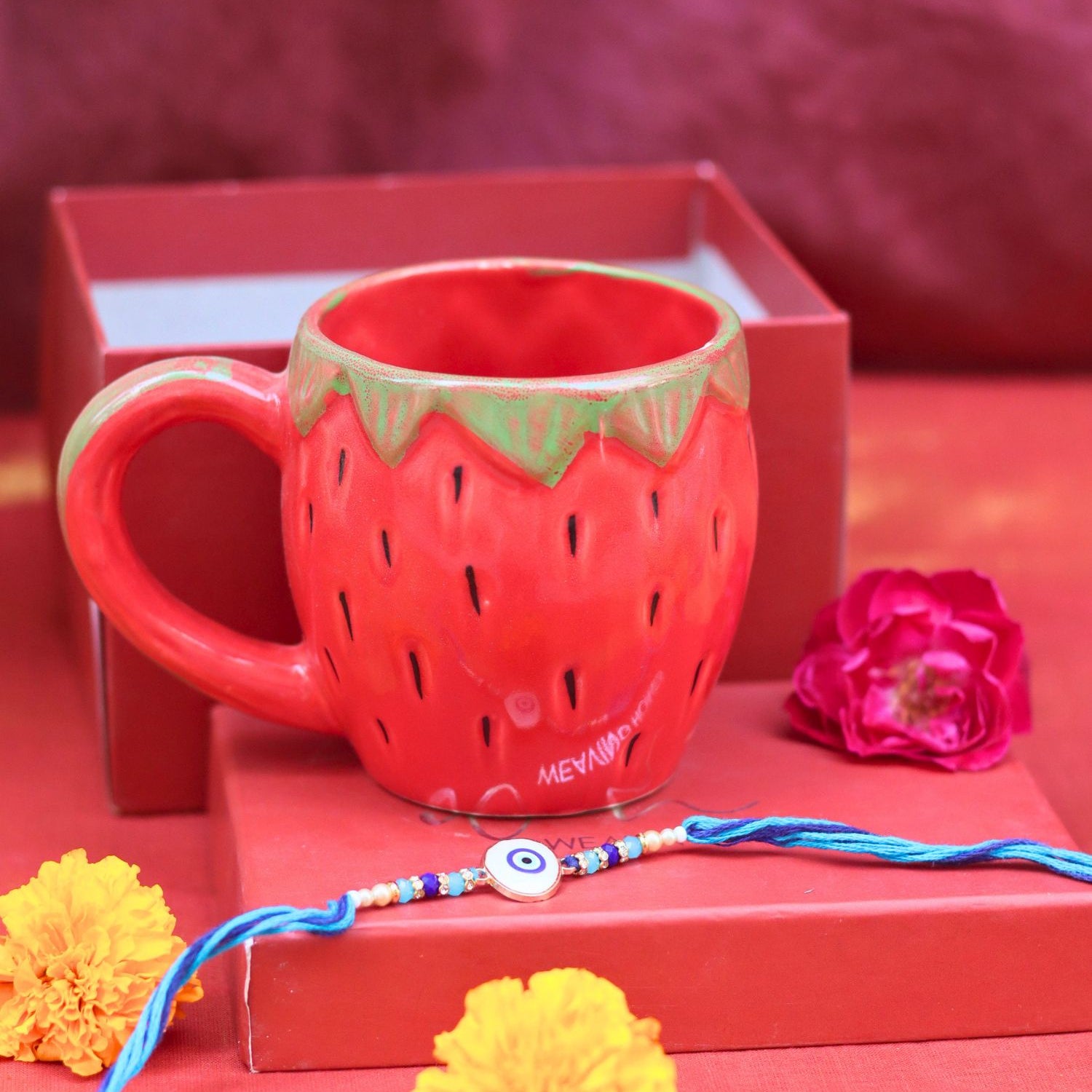 handmade OG strawberry Rakhi Gift Box