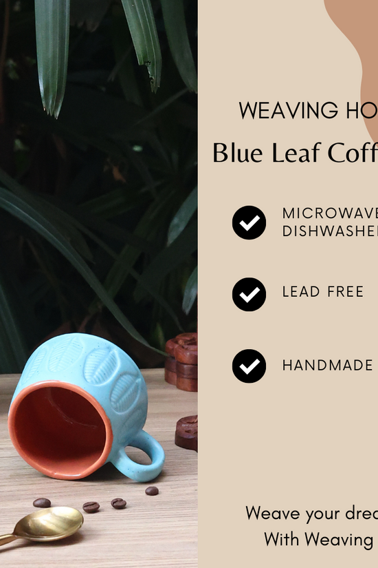 Blue serene leaf coffee mug significations
