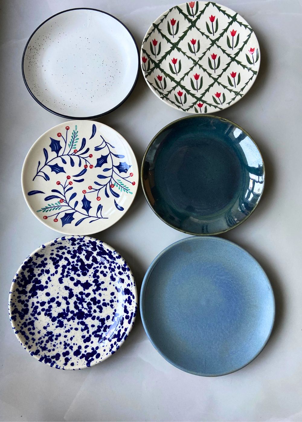 Set of 6 Neutral & Printed Snack Plates (for the price of 5 ) made by ceramic