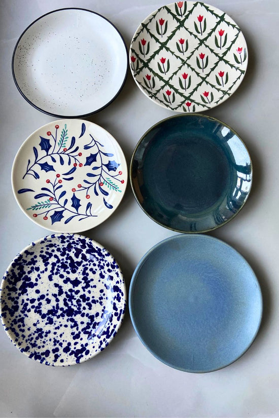 Set of 6 Neutral & Printed Snack Plates (for the price of 5 ) made by ceramic