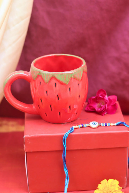 OG strawberry Rakhi Gift Box made by ceramic