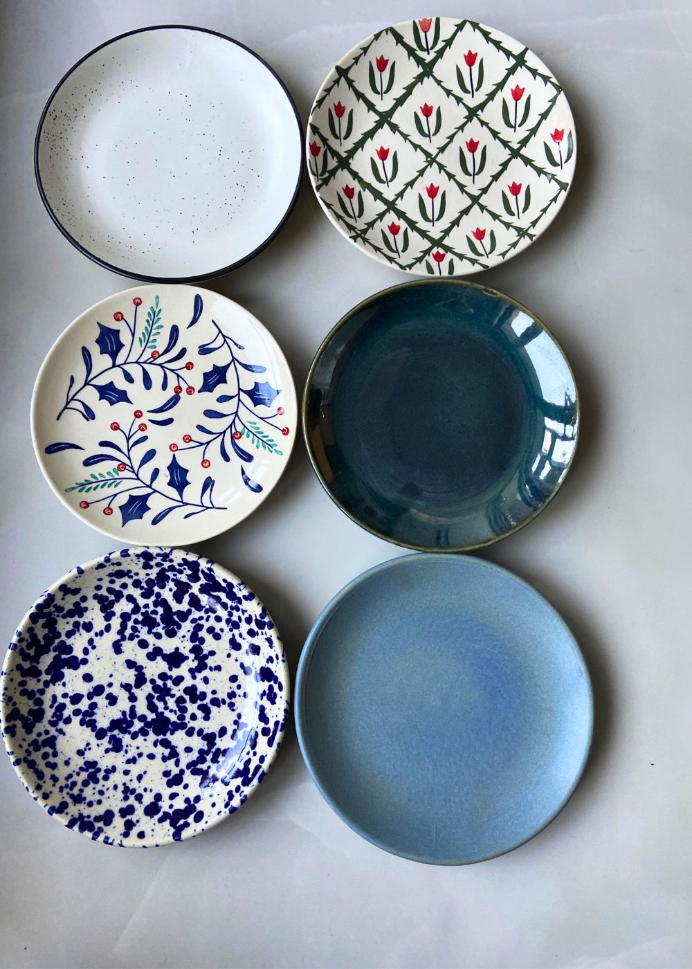 Set of 6 Neutral & Printed Snack Plates (for the price of 5 ) handmade in india