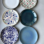 Set of 6 Neutral & Printed Snack Plates (for the price of 5 ) handmade in india