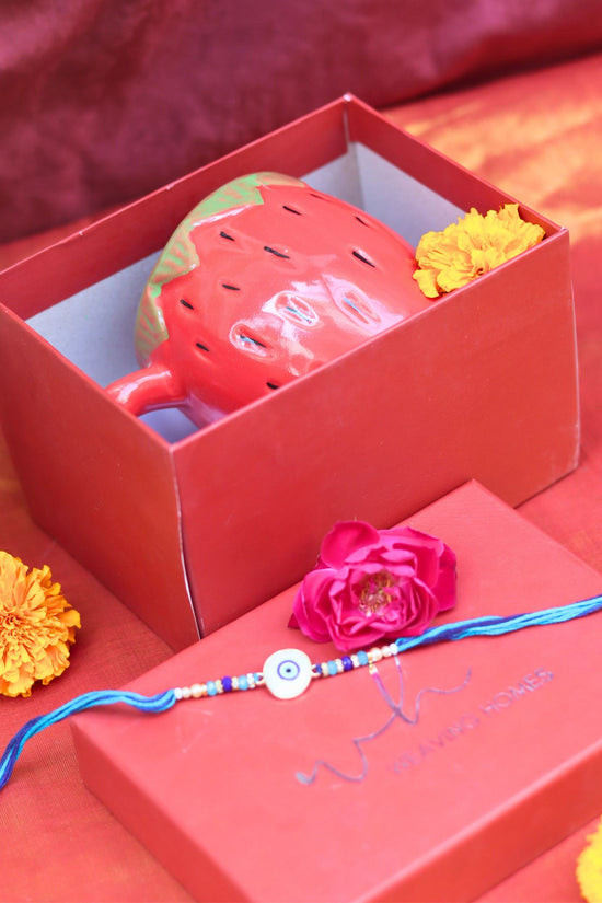 OG strawberry Rakhi Gift Box handmade in India