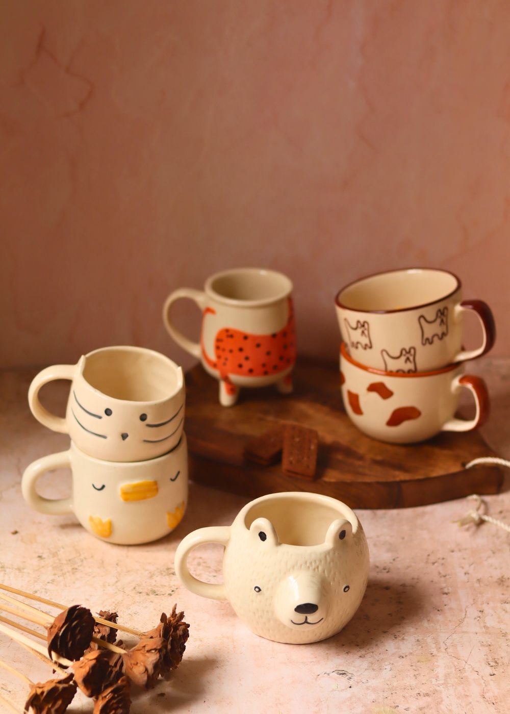Set of 6 Hotselling Pinteresty Mugs (for the price of 5) handmade in India