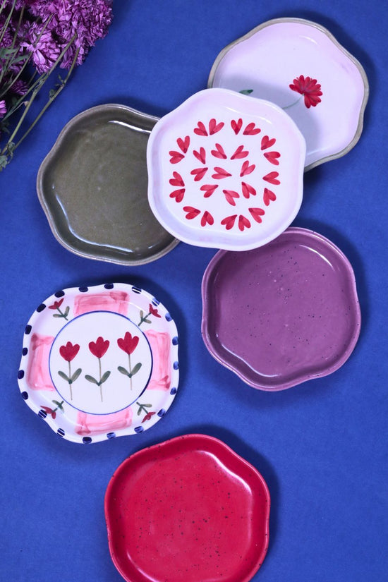 Set of 6 HandPainted & Neutrals Handmade Dessert Plate (for the price of 5) handmade in india