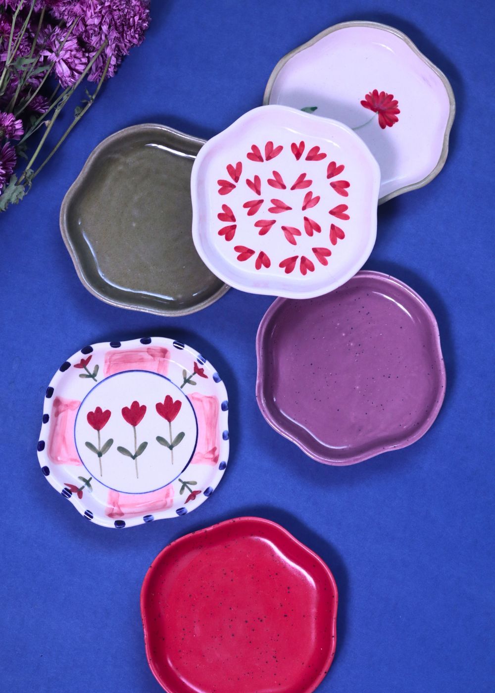 Set of 6 HandPainted & Neutrals Handmade Dessert Plate (for the price of 5) handmade in india