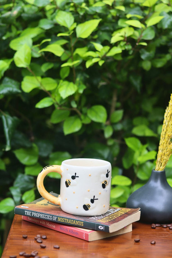 handmade irregular ceramic bee - mug