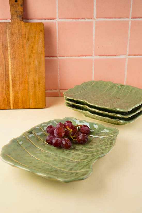 pistachio stoneware platter with nature's green color