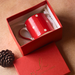 Red joy coffee mug in box 