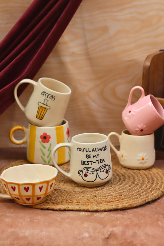 Set of 6 Aesthetic Brew Mugs (for the price of 5) handmade in India