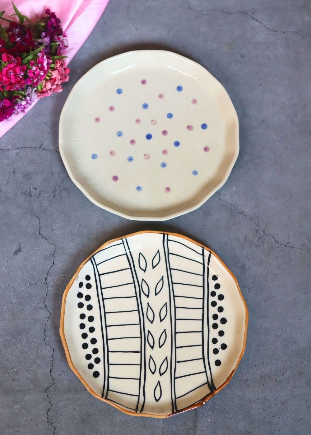 Paisley Dreams & Purple Polka Snack Plate handmade in india