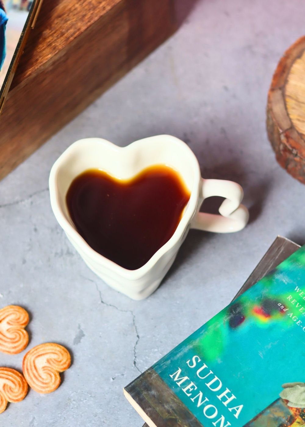 White Heart Shaped Mug handmade in india