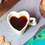 White Heart Shaped Mug handmade in india