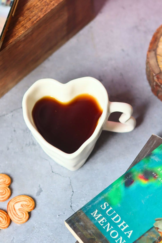 White Heart Shaped Mug handmade in india