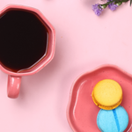 pink mug & dessert plate with glossy pink color