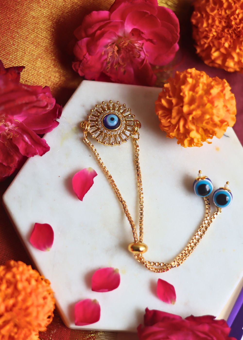Round Evil Eye Bhaiya Bhabhi Rakhi for your bhabhi