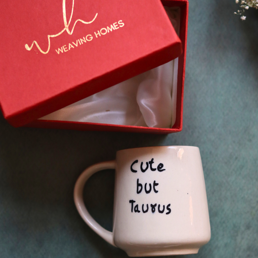 handmade cute but taurus mug with a luxury gift box