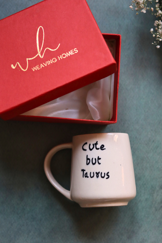 handmade cute but taurus mug with a luxury gift box