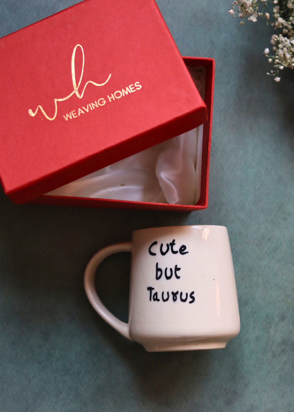 handmade cute but taurus mug with a luxury gift box