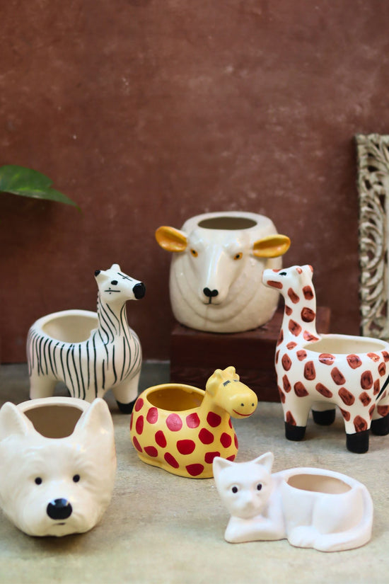 Set of 6 Charming Animal Planters combo handmade in India
