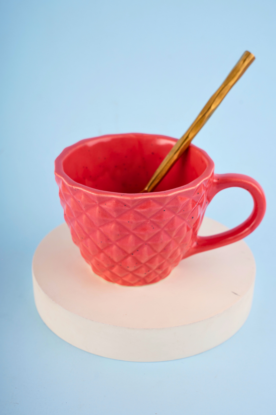 handmade red diamond mug