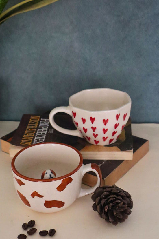 heart & dog mug handmade in india