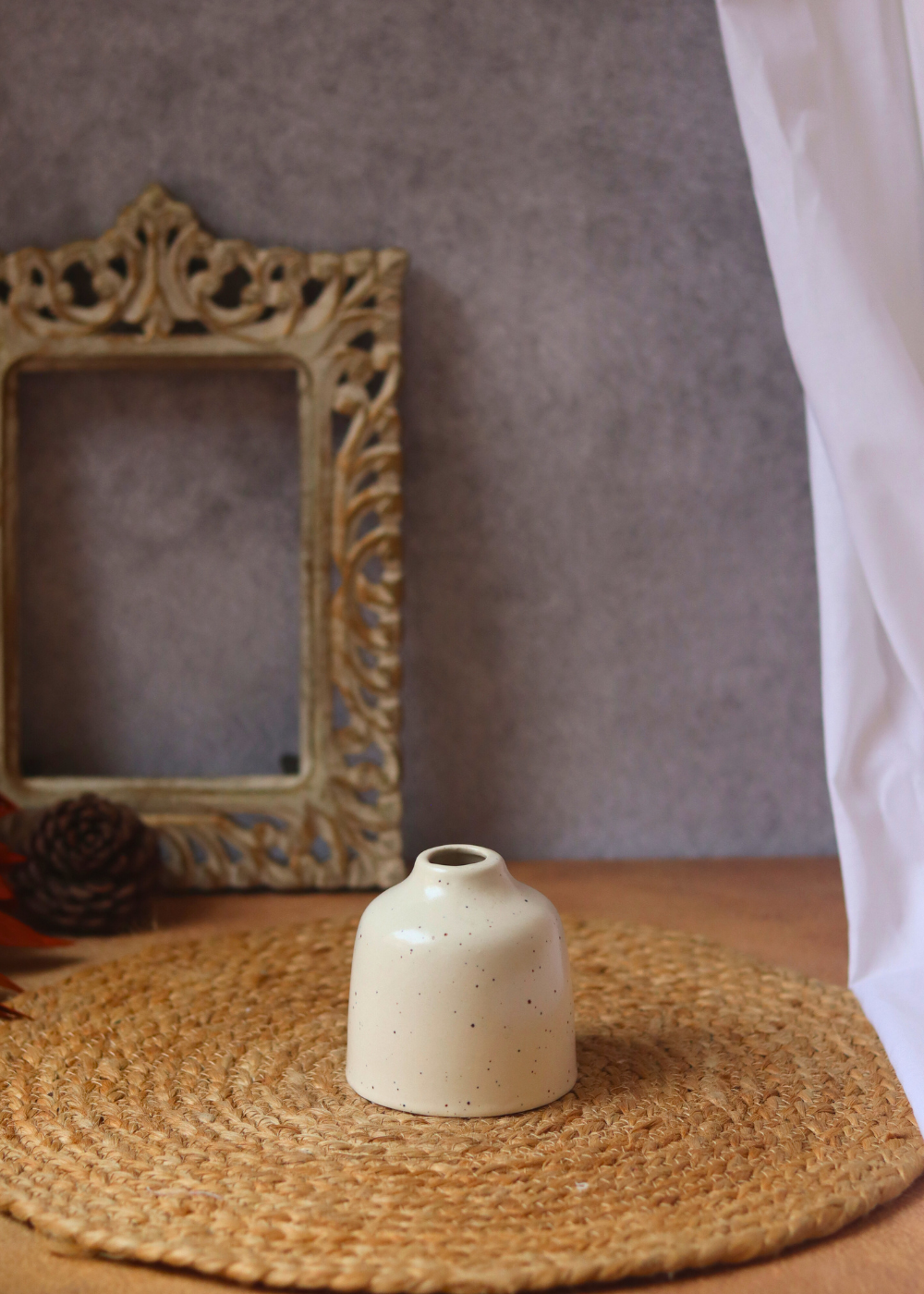 Handmade ceramic cream bud vase