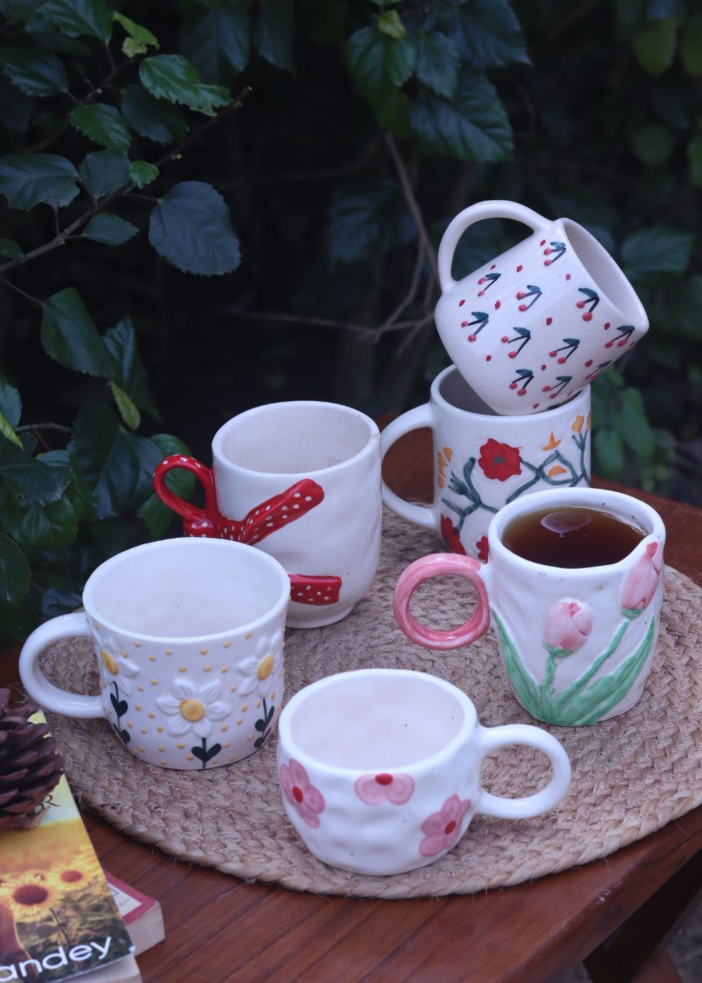 Set of 6 Good Vibes mug combo (for the price of 5) handmade in india