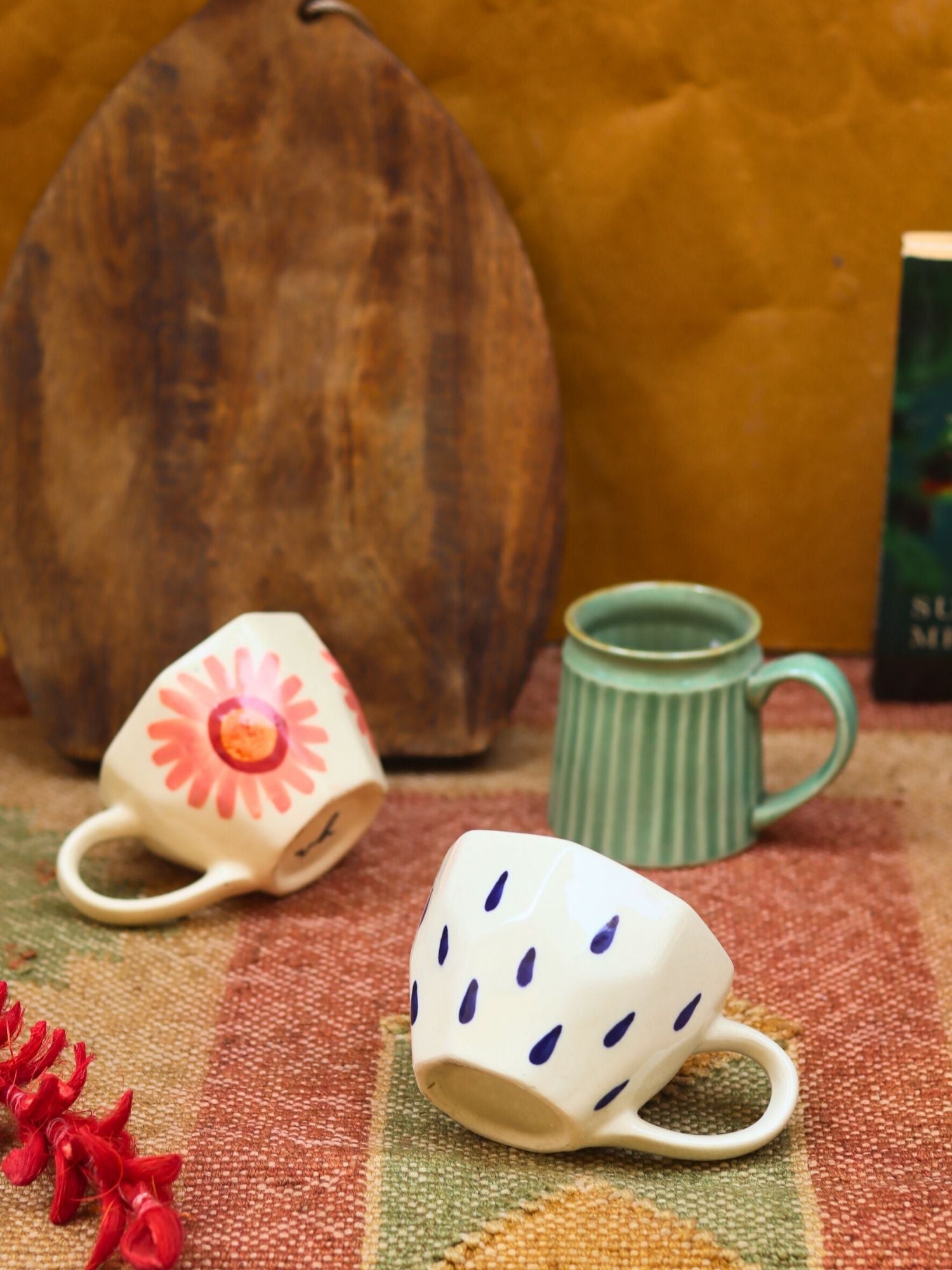 Set of 3 - Coffee Time Mugs combo handmade in India