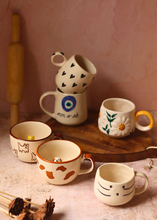 Handmade Set of 6 Morning Sip Mugs (for the price of 5) - Combo Pack
