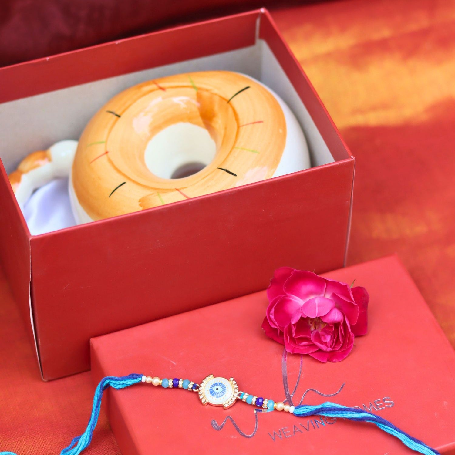 Handmade Donut Mug - Brown Rakhi Gift Box