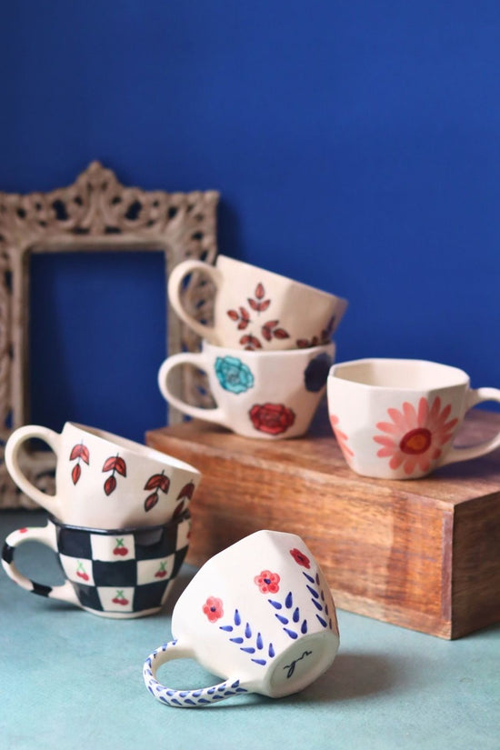 Handmade Set of 6 Mystic Bloom Mugs (for the price of 5)