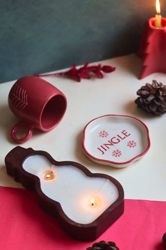 Set of 3 - Snowy Night Combo made by wood & ceramic
